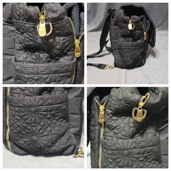 Petunia Pickle Bottom Convertible Backpack Tote Diaper Bag Black Floral Quilted - Picture 3 of 16